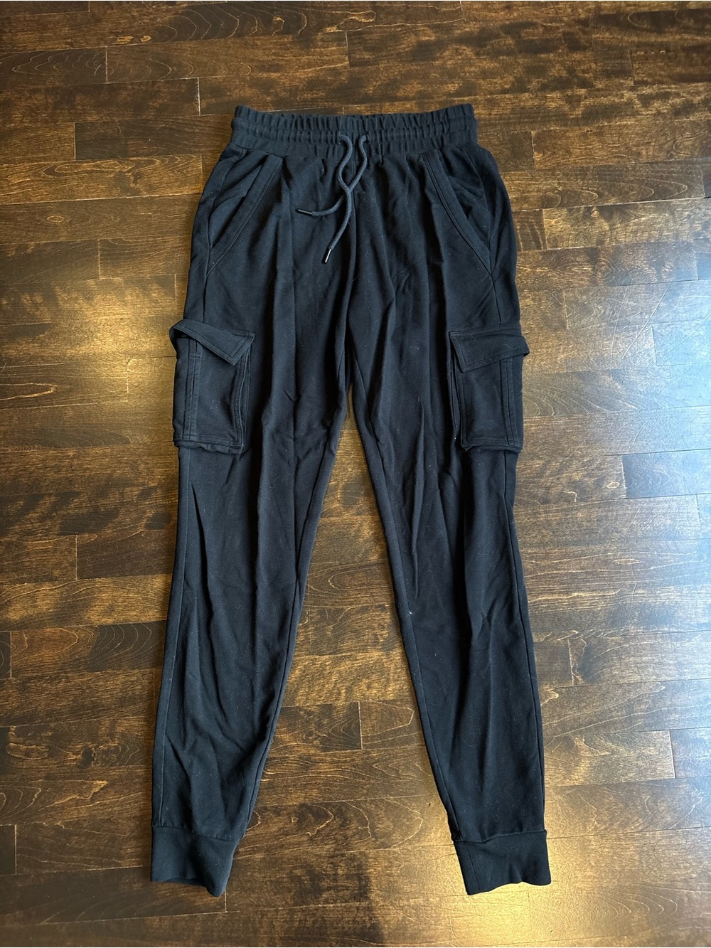 Women's Black Cargo Drawstring Jogger Pants